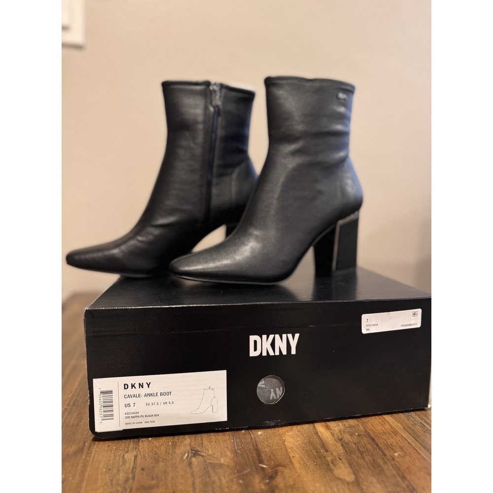 Women's DKNY  Ankle Cavale Stretch Booties Black Smooth US 7